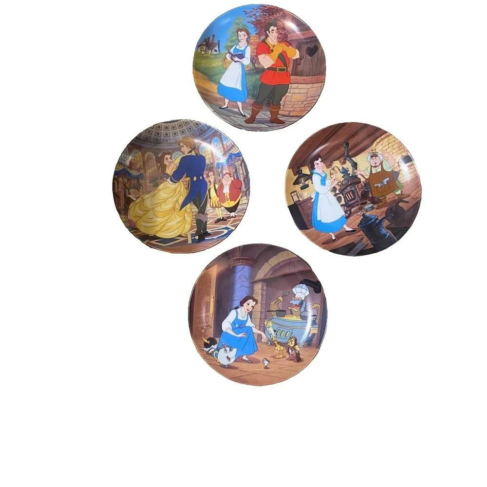 Disney Knowles' Beauty And The Beast Plates Set Of 4-8 Inch Diameter Vintage